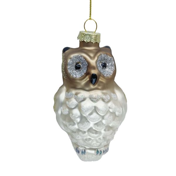 Christmas ornament JOY OWL 11cm, glass