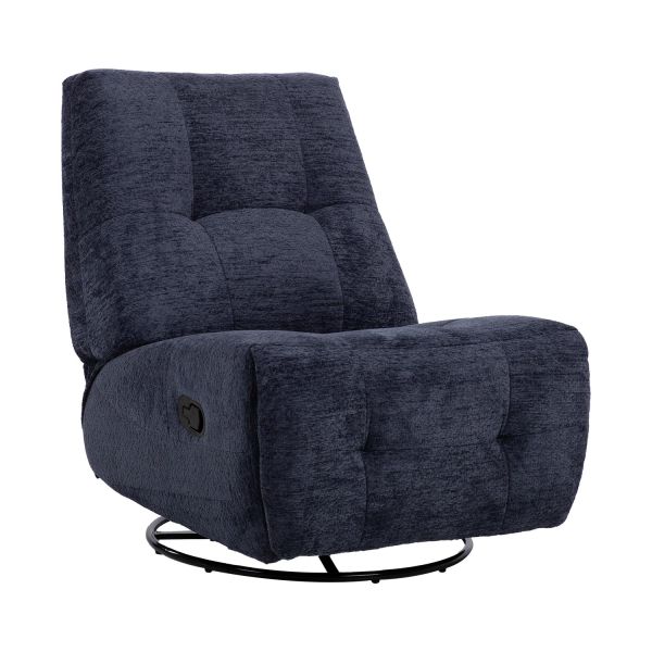 Recliner armchair WILLA with swinging and rotating manual mechanism, blue
