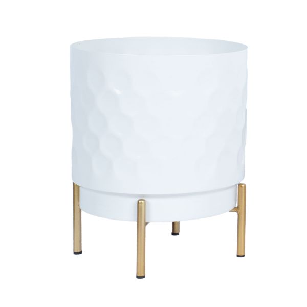 Flowerpot DEIA  D21xH26cm, white/golden