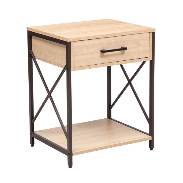 Side table/night stand HEDVIG 48x40xH60cm, ash/black