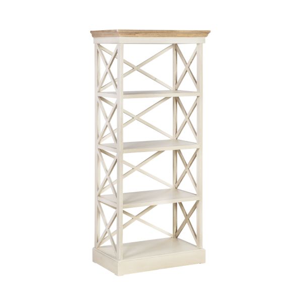 Bookcase SAMIRA 72x36xH153.5cm, w/ 4 shelf, color: antique white / brown