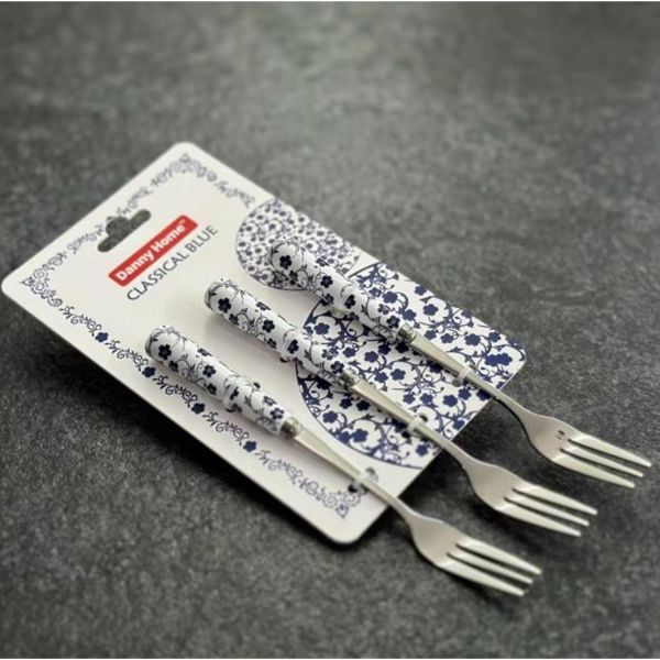 Forks SHION 3pcs 15cm, blue flowers