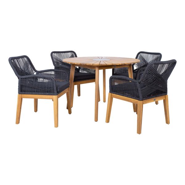 Aiamööblikomplekt FLORIDA laud ja 4 tool, hall