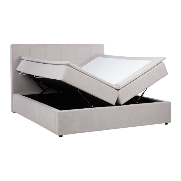 Continental bed KUKA MOON 180x200cm light grey, with storage