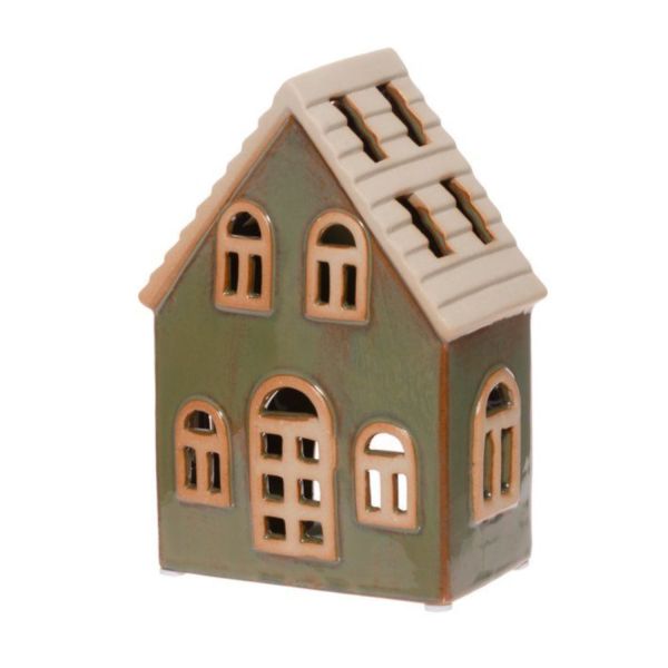Lantern for candle 4Living HOUSE H14cm, green porcelain