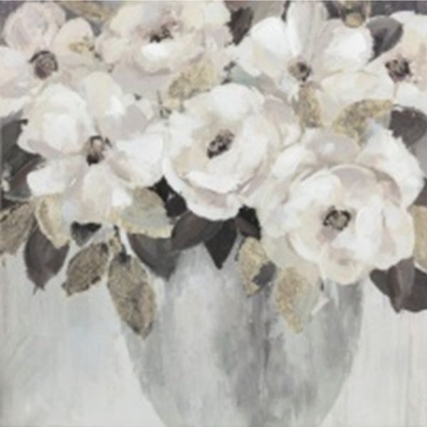 Oil painting 80x80cm, white flowers 1