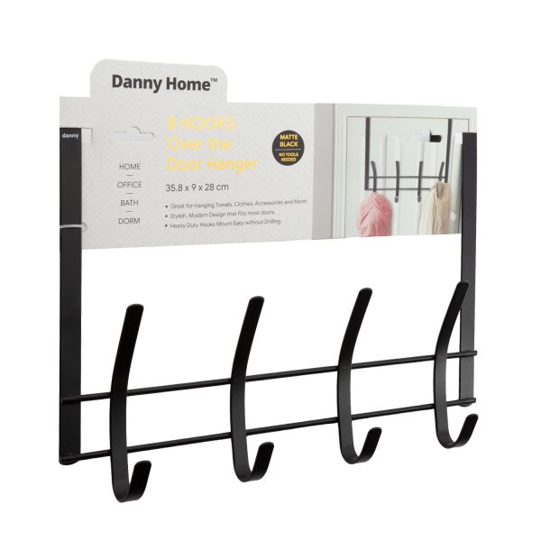 Nagi uksele HOOK 4-ne 35.5x28cm, must