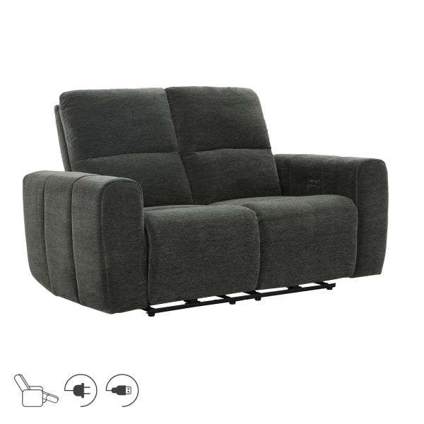 Recliner sofa MATIAS 2-seater with electric mechanism, grey