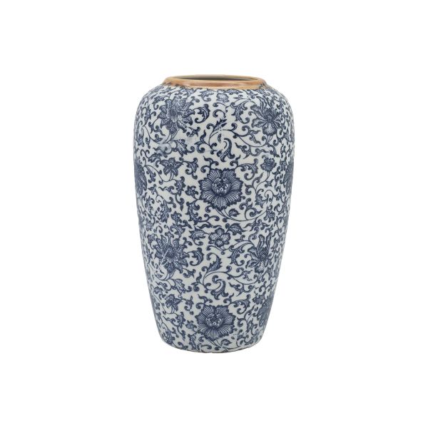 Vase TITAN STONE D17xH27cm, blue flower