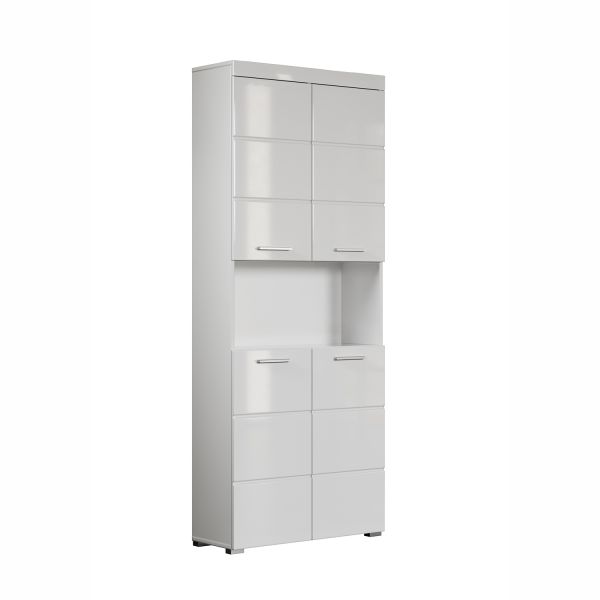 Vannitoakapp AMANDA 73x31xH190cm, valge kõrgläige/valge