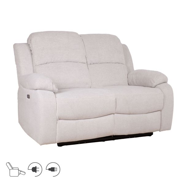Diivan FELICIA 2-kohaline elektriline recliner, loodusvalge