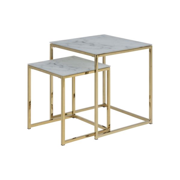 Side tables 2pcs ALISMA 35x35xH40cm, 45x45xH50cm, white