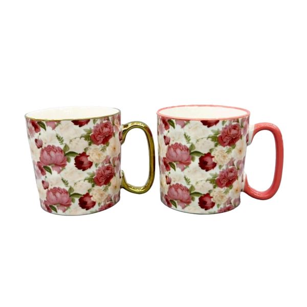Mugs FRIENDS 2pcs 310ml, pink flowers
