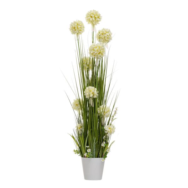 Artificial flower IN GARDEN H120cm, white hyacinth, grass with pot