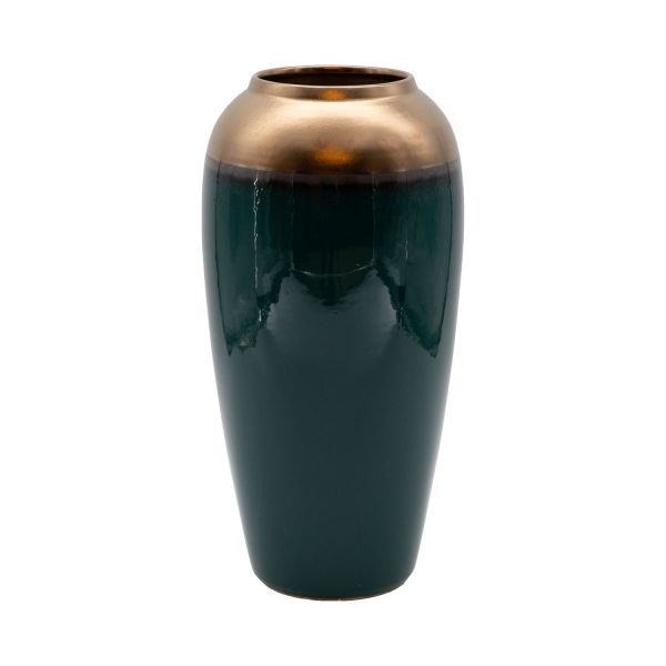 Vase TITAN STONE D17xH33cm, dark green