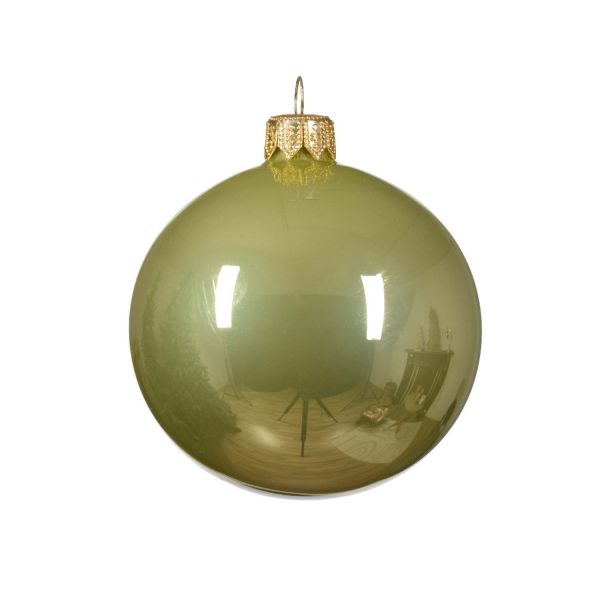 Christmas ornament GLOW D8cm, glass, pistachio