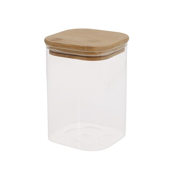 Стеклянная банка JAR 10x10xH14см 1100мл с бамбуковой крышкой