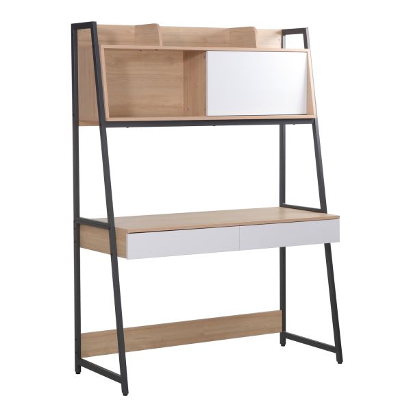 Kirjutuslaud STUDY riiuliga 124x54xH171cm, tamm/valge