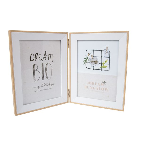 Photo frame 2x BOOK, 13x18cm, light