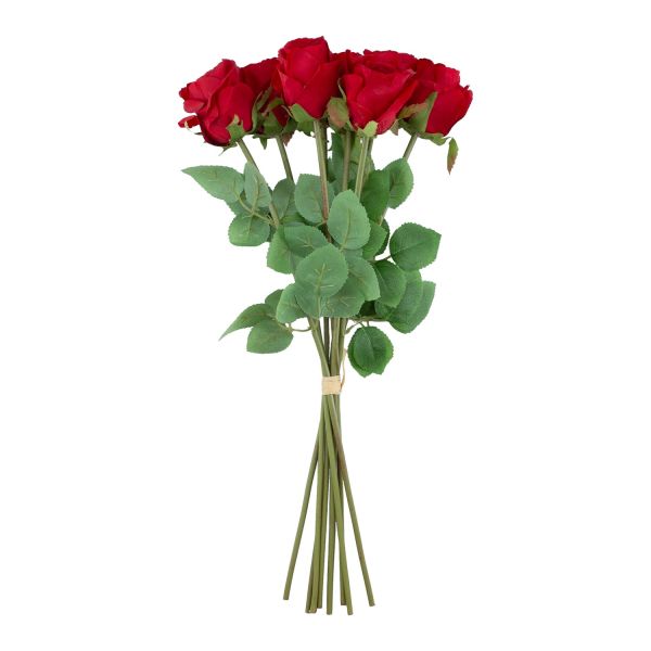 Искусственные цветы FLOWERLY, 8 роз в букете, красные