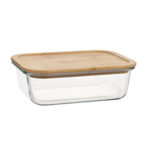Миска BOXY 19,7x14,7xH5,8см 1000мл, стекло, бамбук