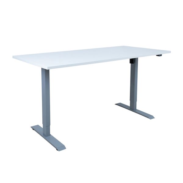 Töölaud ERGO 1-mootoriga 160x80xH71-121cm, hallikasvalge/hõbehall