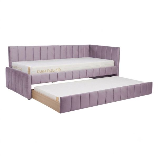Bed JASPER 90x200cm, with 2 mattresses KUKA DUO KID, mauve rose