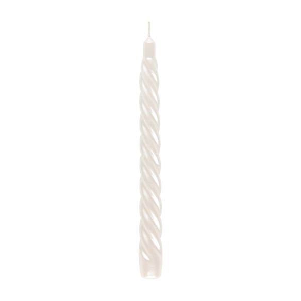 Polar Renaissance candle metallic pearl white 24 cm 100 % paraffin. Burninig time 7h.