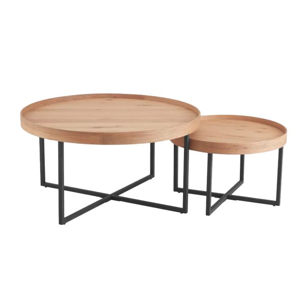 Журнальный столик MUSIC комплект 2шт D60xH38, D90xH46, дуб