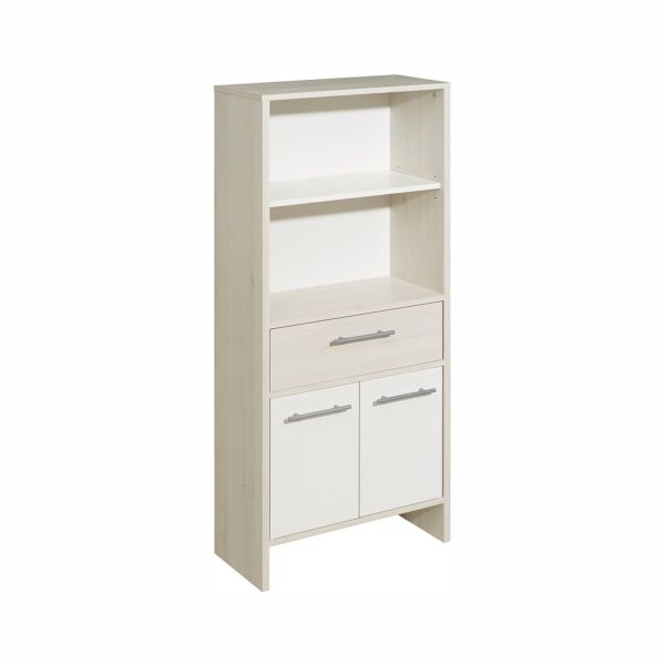 Kõrge vannitoakapp 350, 62x28xH136,2cm, valge/helepruun