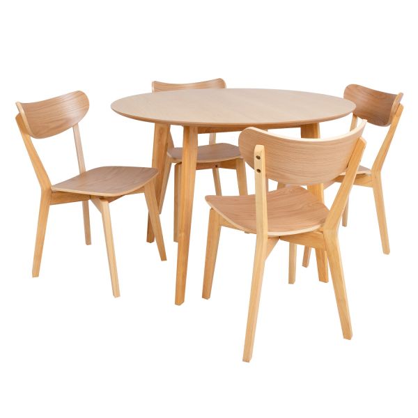 Söögilauakomplekt ROXBY ümar laud, 4 tooli, tamm