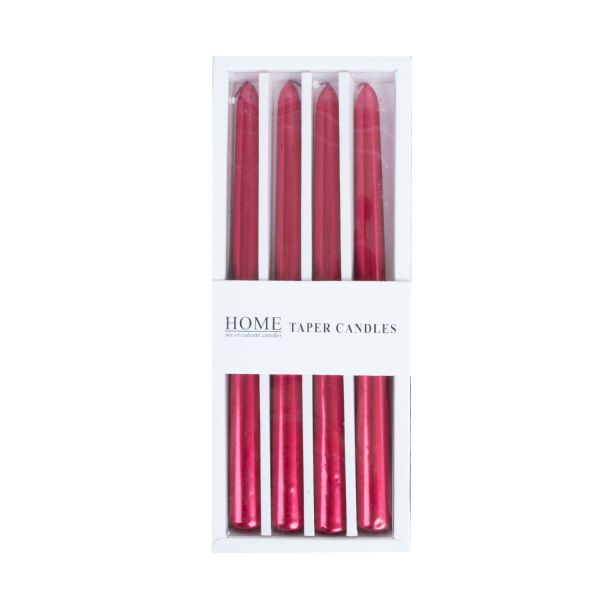 Candle CAROLA 25cm red pearl