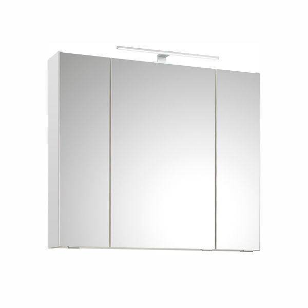 Зеркальный шкаф с LED-светильником 30-II, 80x16xH70см, белый глянцевый