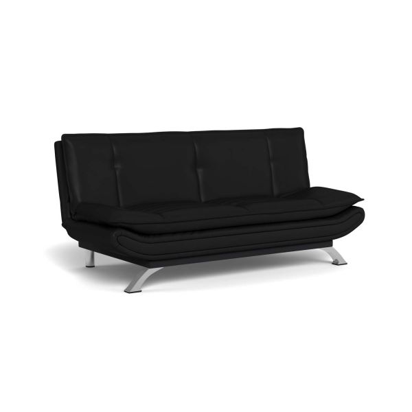 Диван-кровать FAITH 196x98xH91см, материал покрытия: кожзаменитель, цвет: чёрный, ножки: металл, цвет: хром