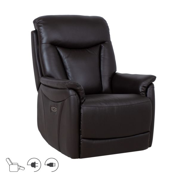 Recline armchair BALDWIN with electric lift mechanism, dark brown leather