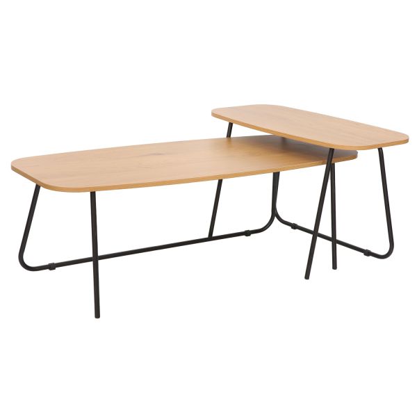 Журнальный столик DUO 2 шт. 120x48xH40см, 75x40xH48см, ясень/черный