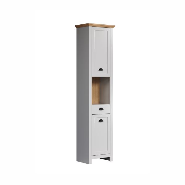 Kõrge vannitoakapp LANDSIDE 46x33xH191cm, helehall/tamm