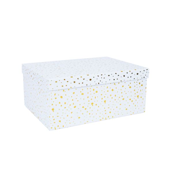 Pappkarp DIANA-8 kaanega 23x16,5xH10cm, valge kuldsete täppidega