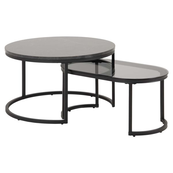 Diivanilauad 2tk SPIRO D70xH42cm, 70x40xH33cm, must