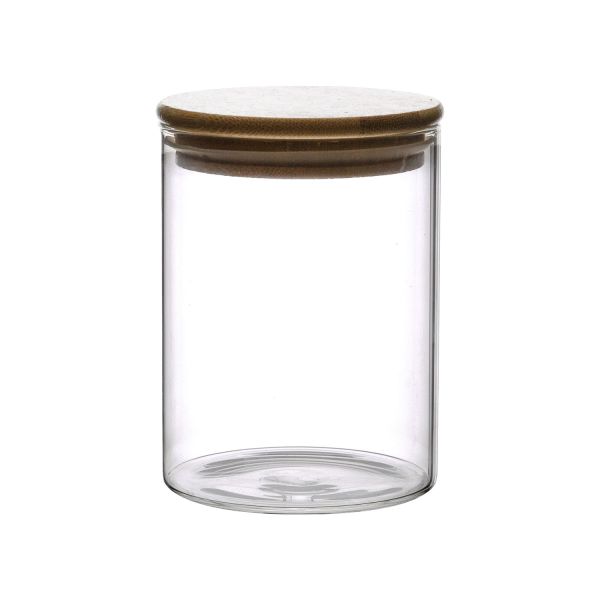 Klaaspurk JARA D8,3xH11cm 590ml bambusest kaanega