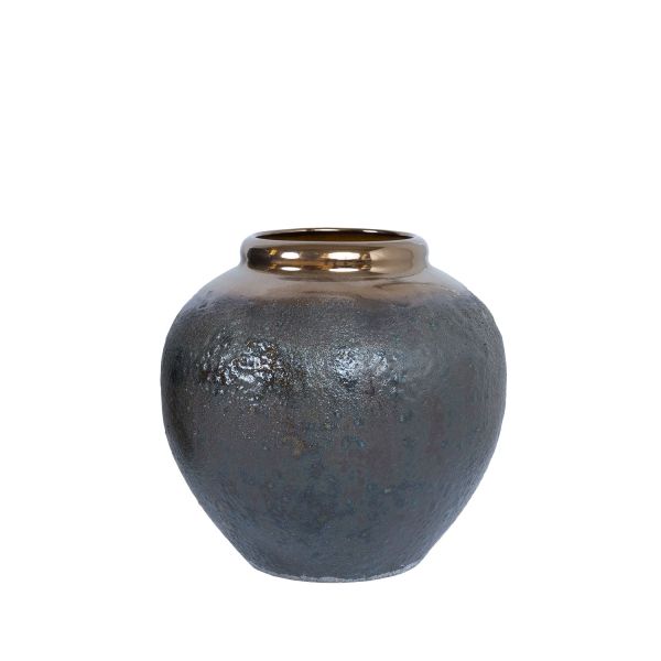 Ceramic vase TITAN STONE H18cm, black green texture