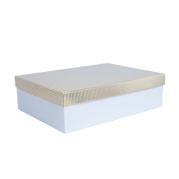 Коробка ELSA 24,5x17,5см, с крышкой золото/серебро, белая