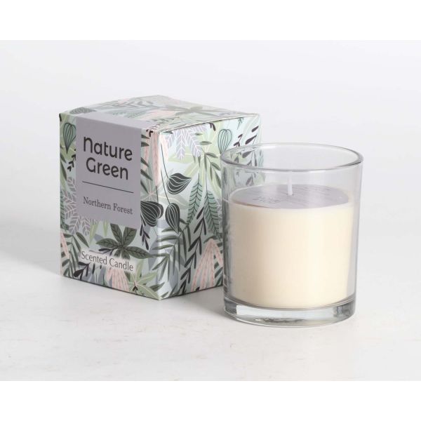 Свеча в стеклянном стакане NATURE GREEN H9,5см, Northern Forest