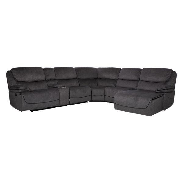 Corner sofa GISELLA U-shape, manual recliner, dark grey