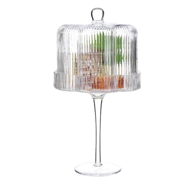 Glass platter stand CAKE PLATE D17.3xH31cm, with high leg