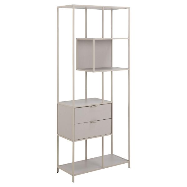 Книжный шкаф SEAFORD 77x35xH185 см, с ящиками, серый