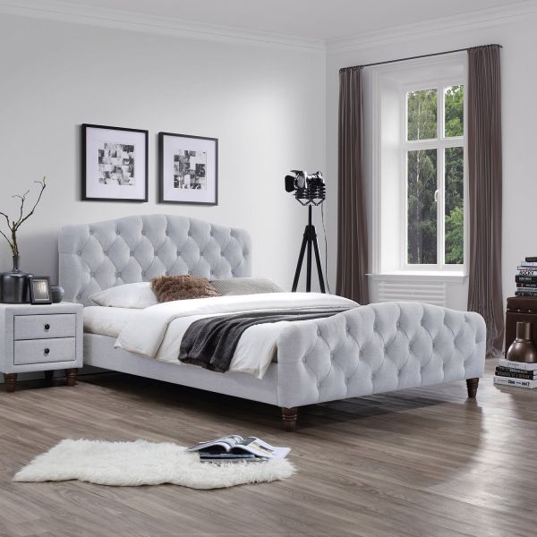 Кровать SANDRA 160x200cм, с матрасом HARMONY DELUX, цвет: светло-серый