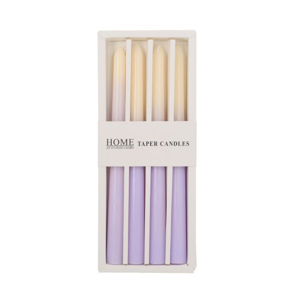 Antique candle CAROLA 4pcs 25cm purple/white mother-of-pearl