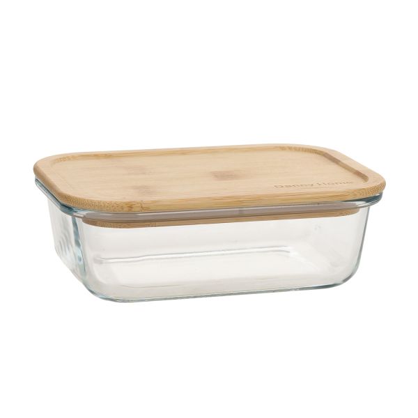Миска BOXY 17x12,6xH5,3см 640мл, стекло, бамбук