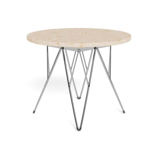 Side table PRUNUS D55xH41,4cm, beige/chrome